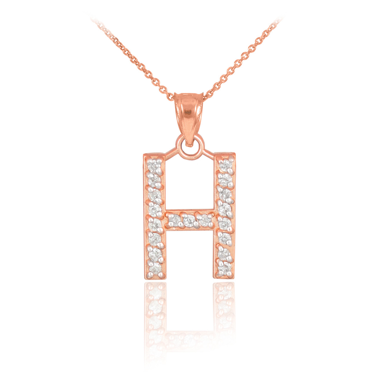 10k White Gold Small Script Initial Letter H Pendant Necklace for Women  Adjustable Chain Size 16 to 18 inches with Spring Ring Clasp by MAX + STONE  - Walmart.com